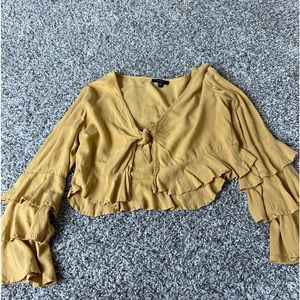 Ruffle sleeve yellow top